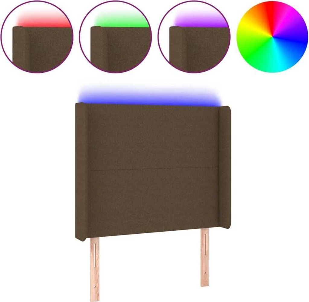 vidaXL LED Kopfteil Dunkelbraun 103x16x118/128 cm Stoff