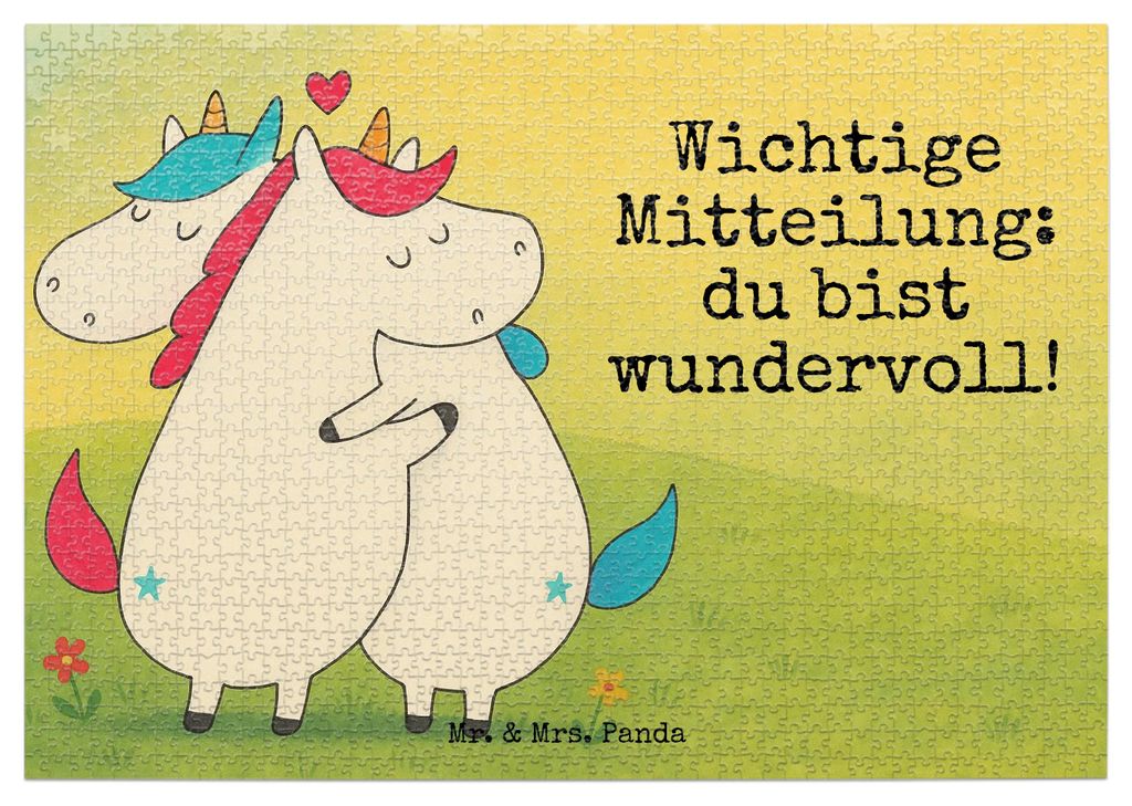 Mr. & Mrs. Panda Puzzle Einhorn Mitteilung Design 1500 Teile - Weiß - Geschenk, Ehe, 300, Unicorn, Puzzlespiel, Legespiel, 2000, Spruch, Partner, ...