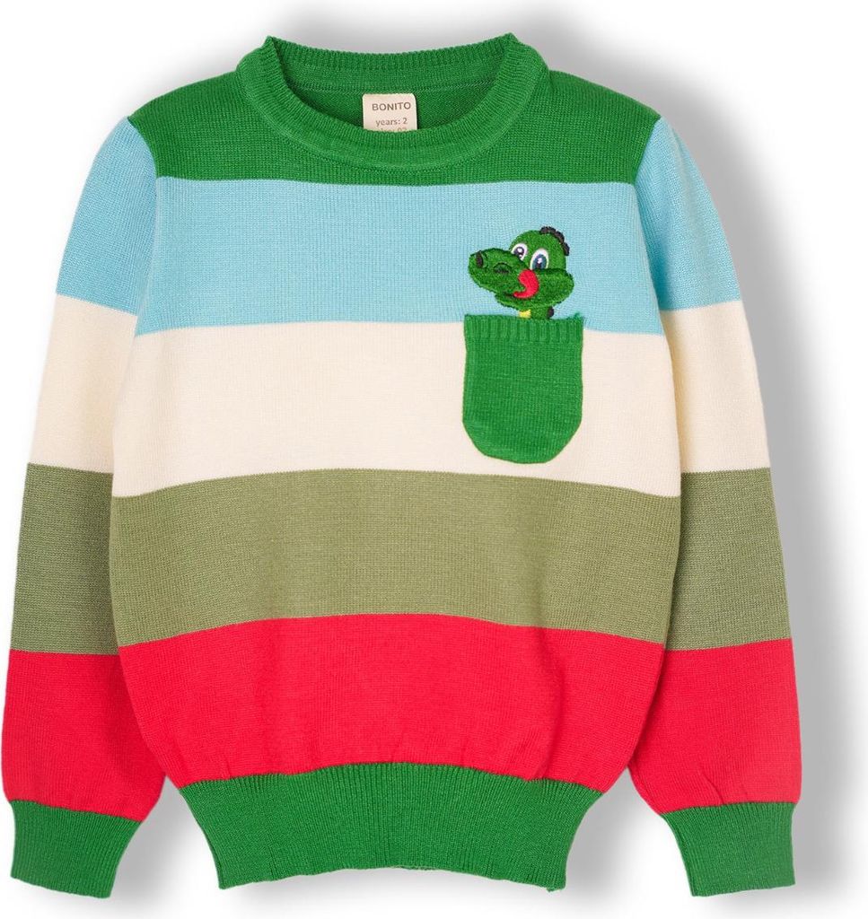 Pullover Für Jungen - Größe 104 - Bunt - Warmer Gestreifter Winterpullover