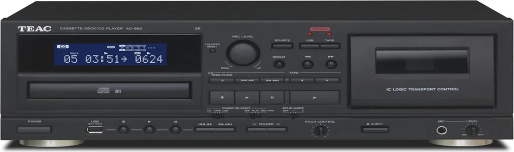 Teac AD-850-SE Lecteur CD Cassette et Port USB avec Entrée Micro Noir