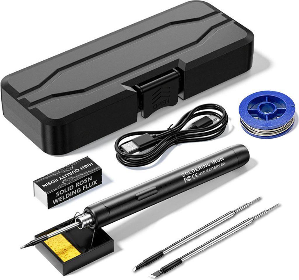 OKWISH Elektrischer Lötkolben Set - 8W Lötkolben Lötset, am Lötkolben, Einstellbare Temperatur 300°C-450°C mit Lötkolben Stift,Lötspitzen, ...