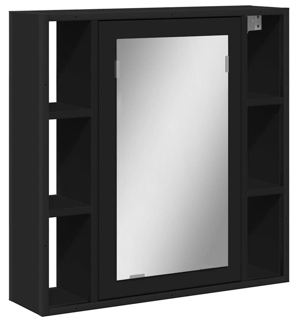vidaXL Bad-Spiegelschrank Schwarz 60x16x60 cm Holzwerkstoff