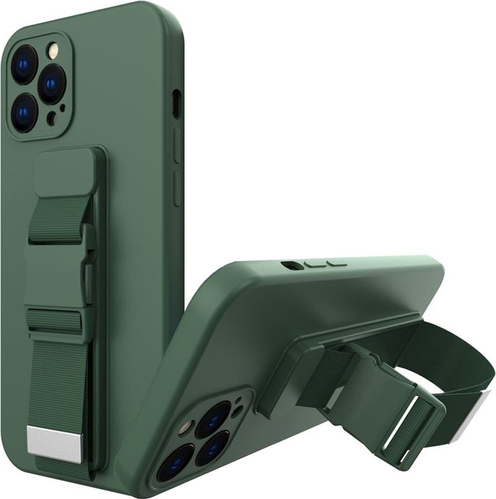 Rope Case Gelhülle mit Lanyard Kette Handtaschenband Samsung Galaxy S21 5G dunkelgrün