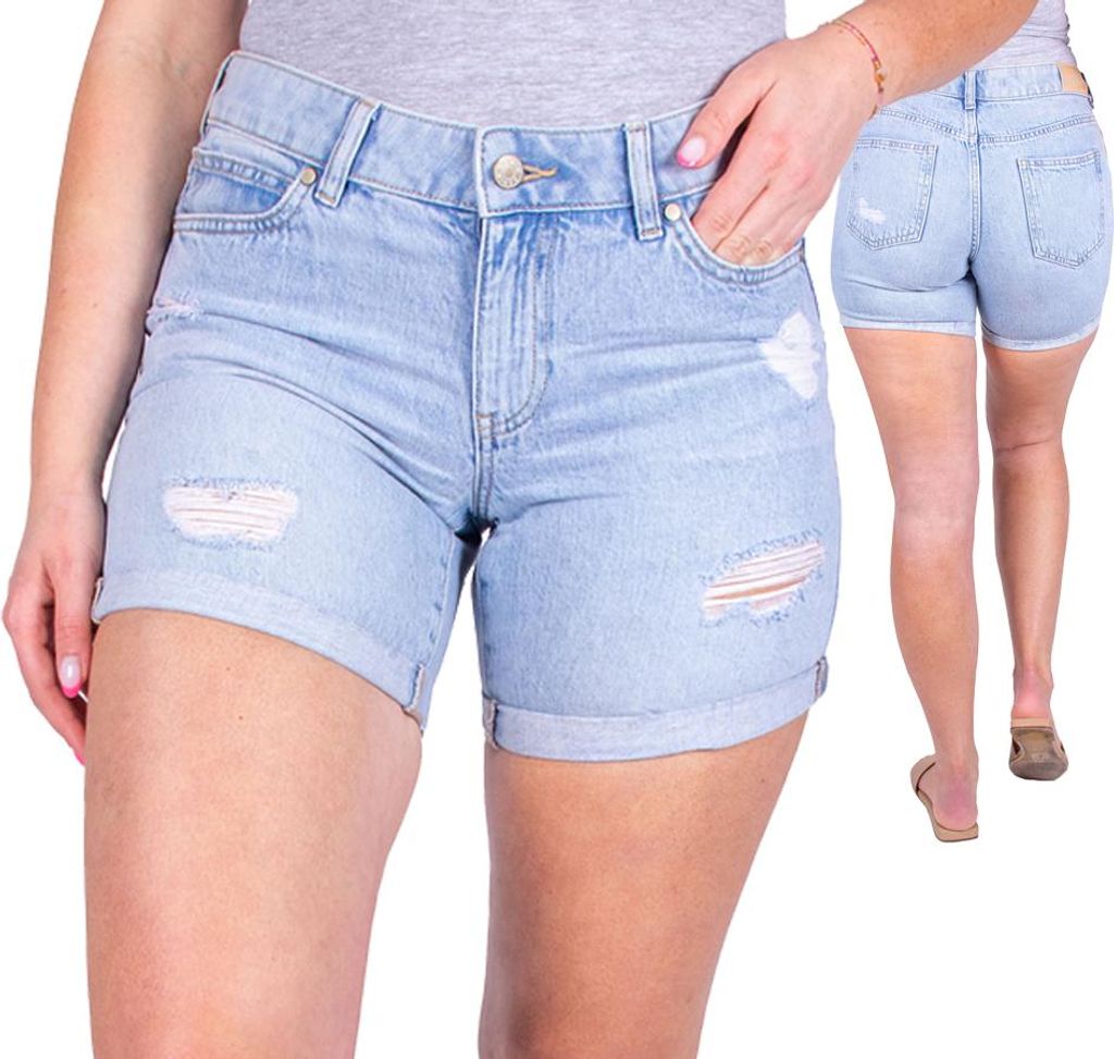 FIRI Damen Shorts mit Abschürfungen, 100% Baumwolle, bequem, Hellblau 42
