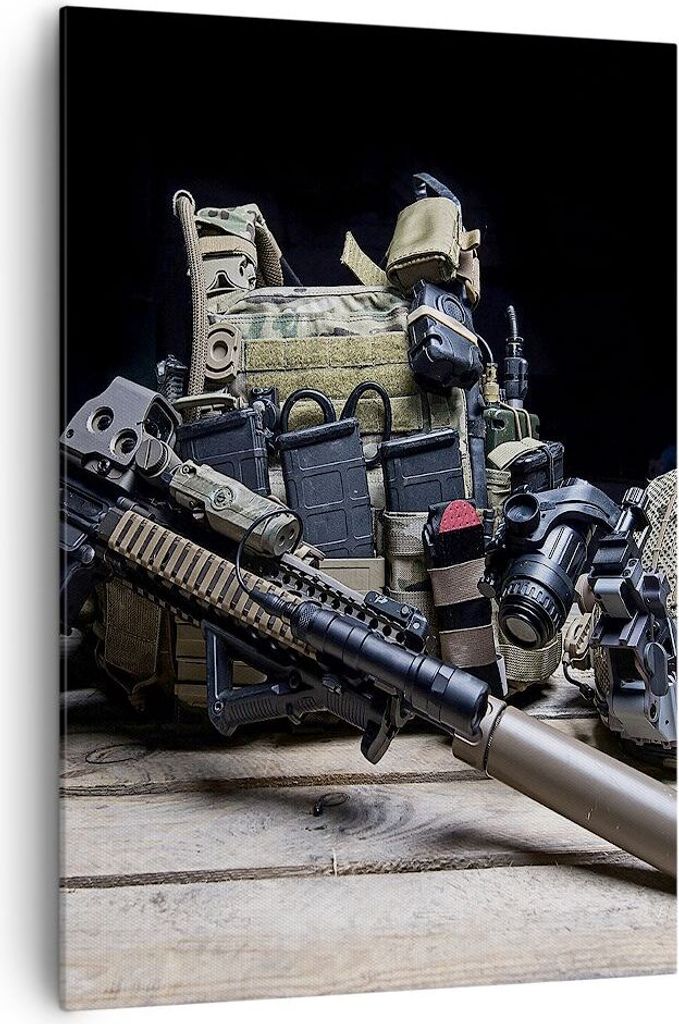 Bild auf Leinwand - Leinwandbild - Einteilig - Militaria Gewehr - 70x100cm - Wand Bild - Wanddeko - Wandbilder - Leinwanddruck - Wanddekoration - L...