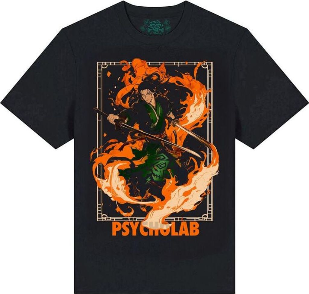 Psycholab T-Shirt Herren Fire schwarz Basics 100% Baumwolle XL