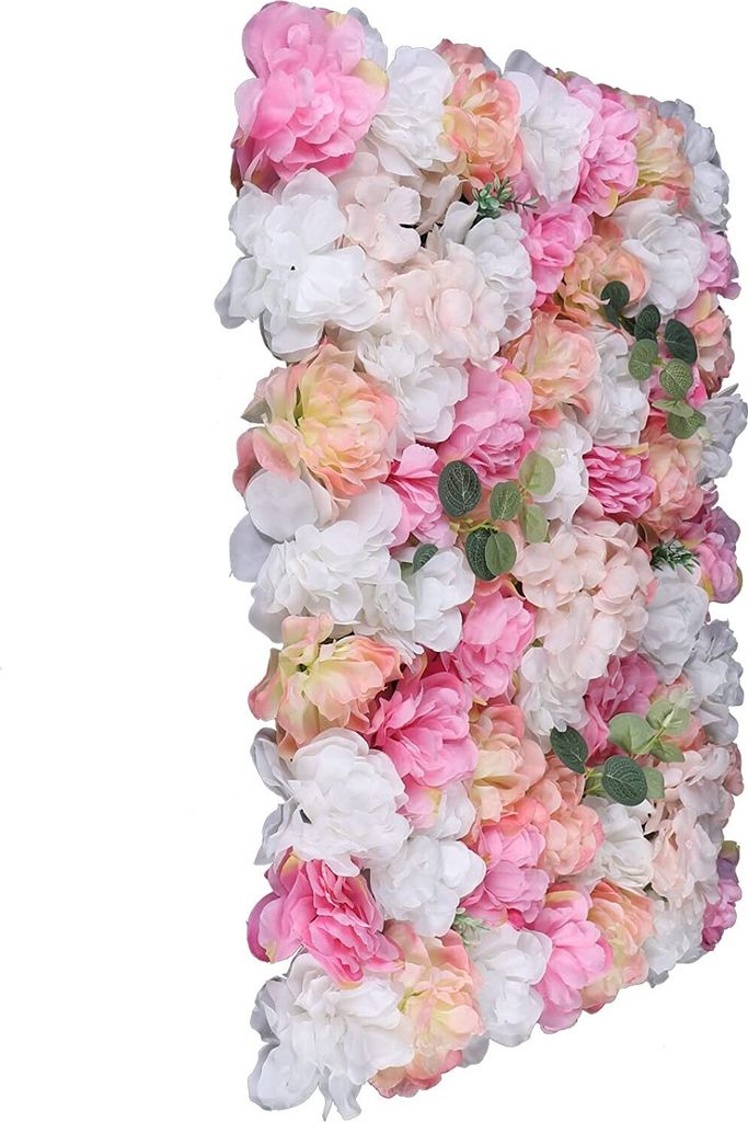 12x Künstliche Blumenwand Kunstblumen Rosenwand 60x40cm Seide Blumen Säule für Hochzeit Party Hintergrund Dekoration Rosa