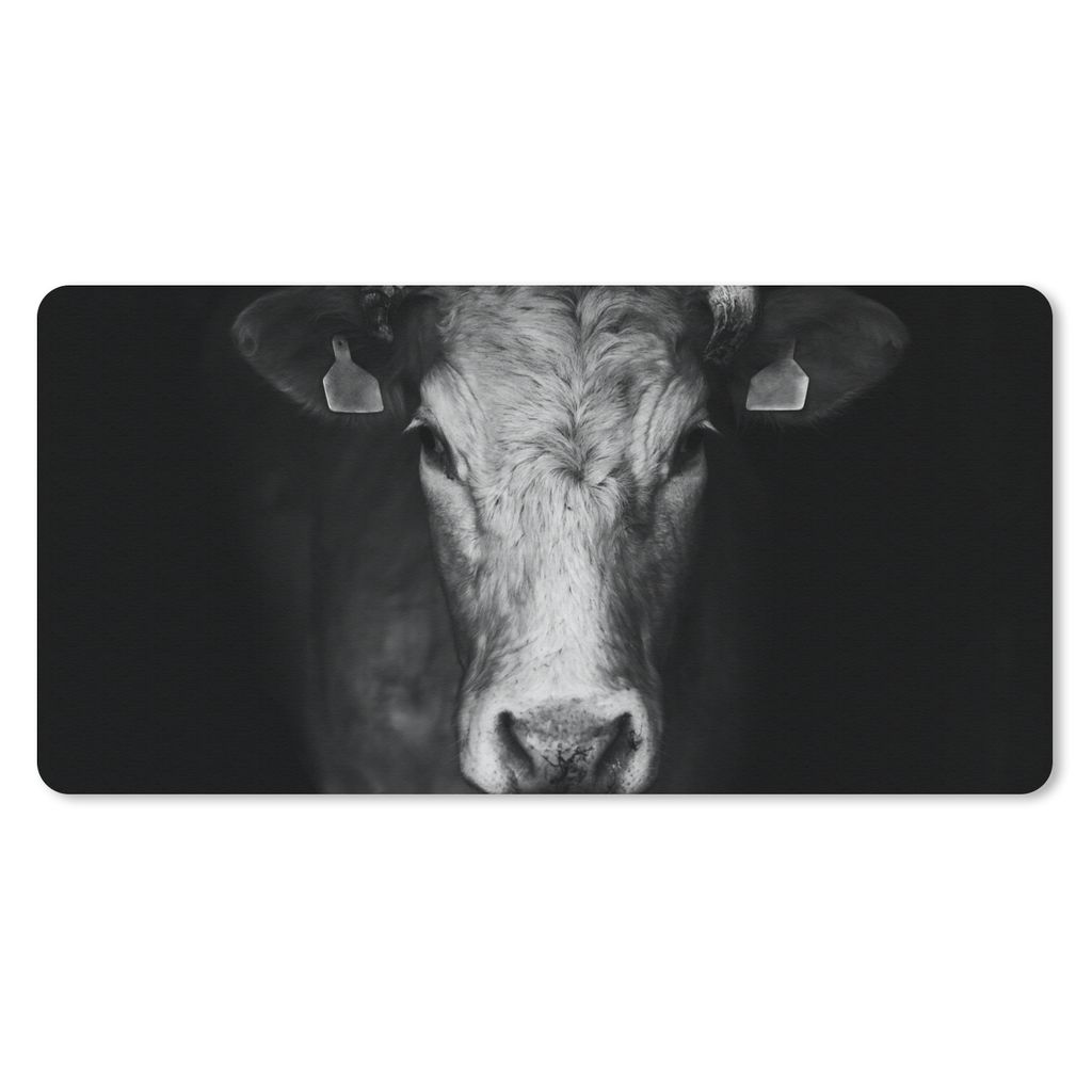 MuchoWow Mauspad Mousepad Tiere - Kuh - Schwarz - Weiß - Kuhkopf 60x30 cm - Mousepads - Maus Mat - Pad - Mausunterlage - Nachhaltig