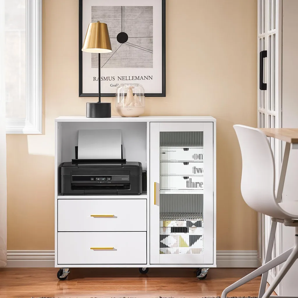 Petit Buffet de Cuisine Mobile Blanc - Solution Gain de Place ASK09-W