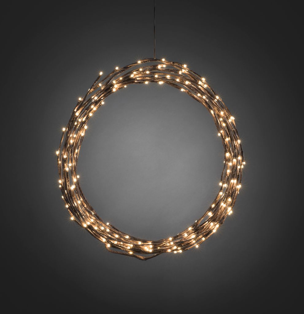 Konstsmide - LED Dekoration, variabel als Lichterkranz / Lichtergirlande, braun, 240 warm weiße Dioden, 24V Außentrafo, braunes Kabel ; 3365-600
