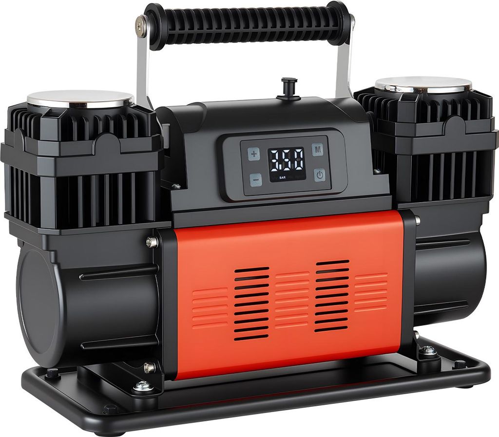 SucceBuy Zweizylinder-Luftkompressor, 300 L/min, Reifenpumpe mit automatischer Abschaltung, 12 V, 10,3 bar, tragbare Luftpumpe mit LCD-Anzeige & Ad...