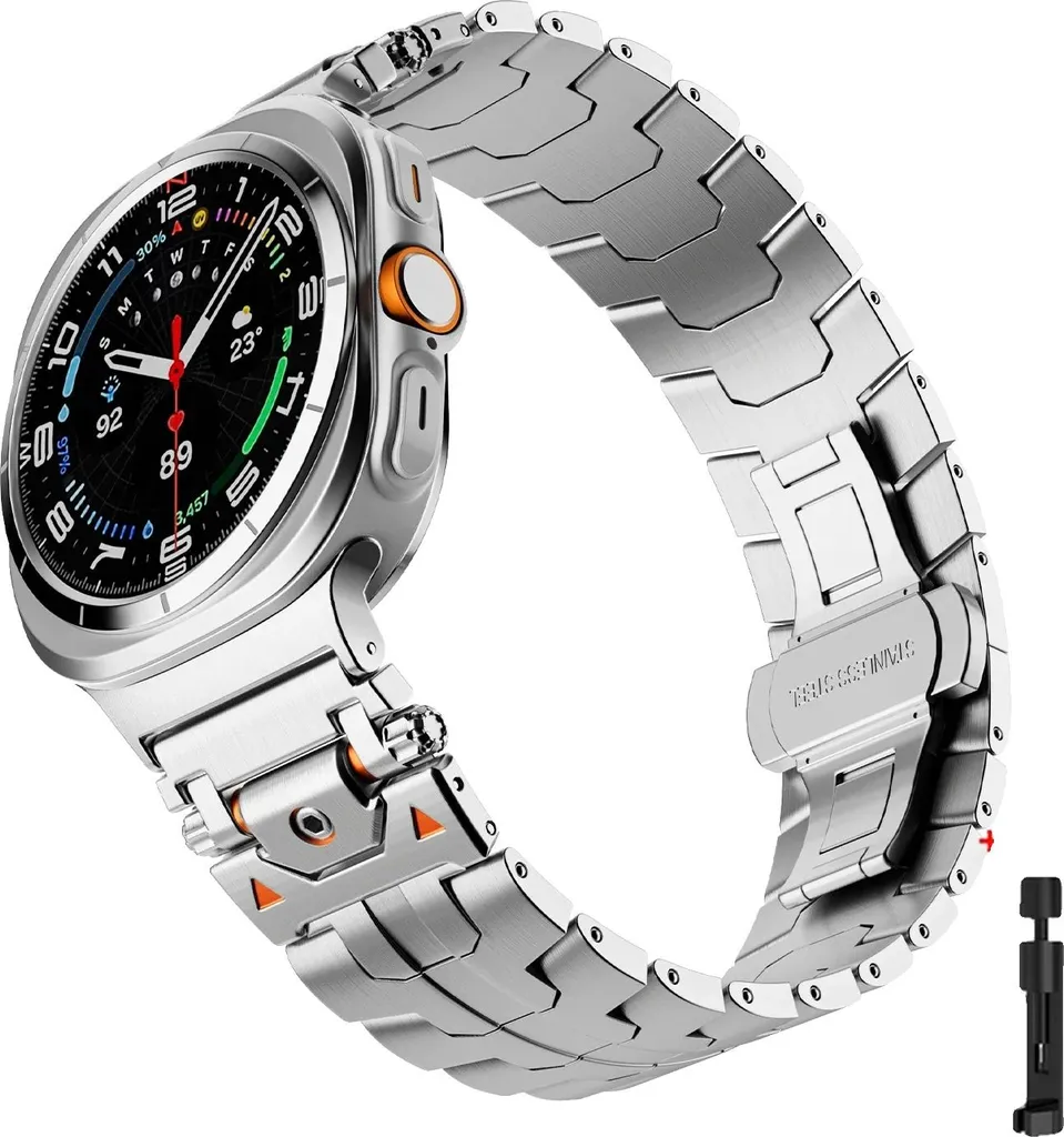 Cinturino per orologio, materiale acciaio inossidabile, design unisex, argento, Galaxy Ultra (2025)