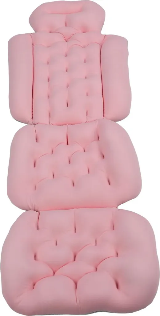 Coussin de bain complet rose pour adultes avec ventouses antidérapantes