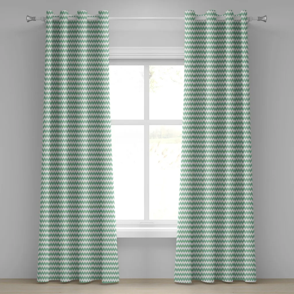 ABAKUHAUS Rideaux 2 panneaux Zigzag Menthe 280x175 - Look Aztèque Moderne