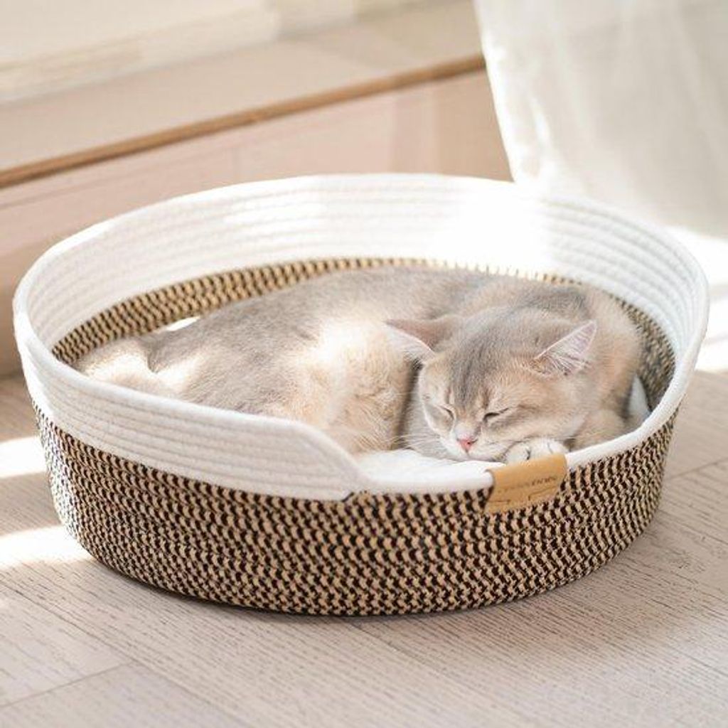 Famanu Katzenbett mit Kissen aus geflochtenem Baumwollseil Produktbild 