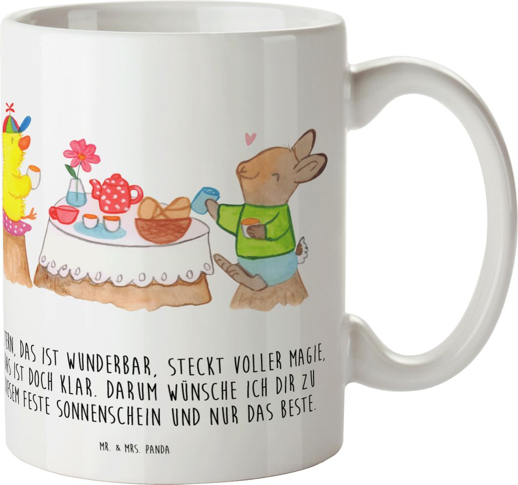 Mr. & Mrs. Panda Kindertasse Ostern Frühstück - Weiß - Geschenk, Frühling, Haferl, Trinklernbecher, Pott, Hase, Ostergeschenke, Mehrwegbecher, ...