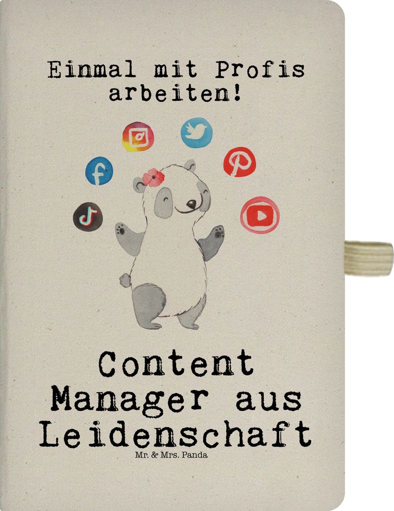 Mr. & Mrs. Panda notizbuch Content Manager Leidenschaft - Transparent - Geschenk, Adressbuch, Tagebuch, Journal, kariert, Jubiläum, Kladde