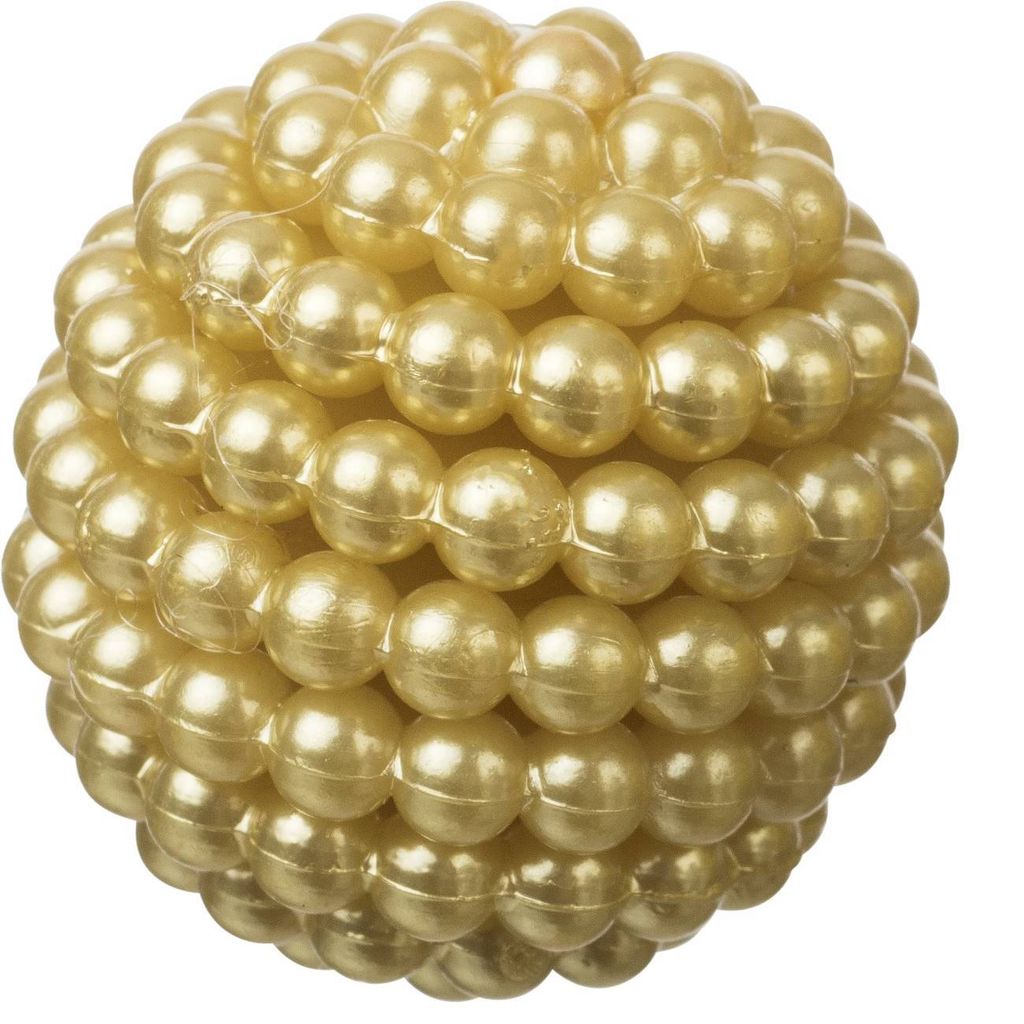 9 Perlenbälle, Deko Kugeln PEARLS D. 28mm gelb gold in Box Season