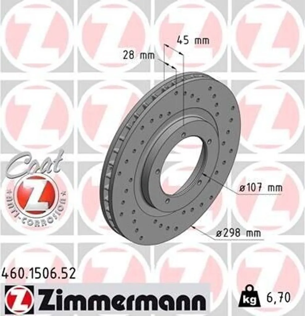 Améliorez le freinage Porsche 944 avec disques Zimmermann 298mm 2x
