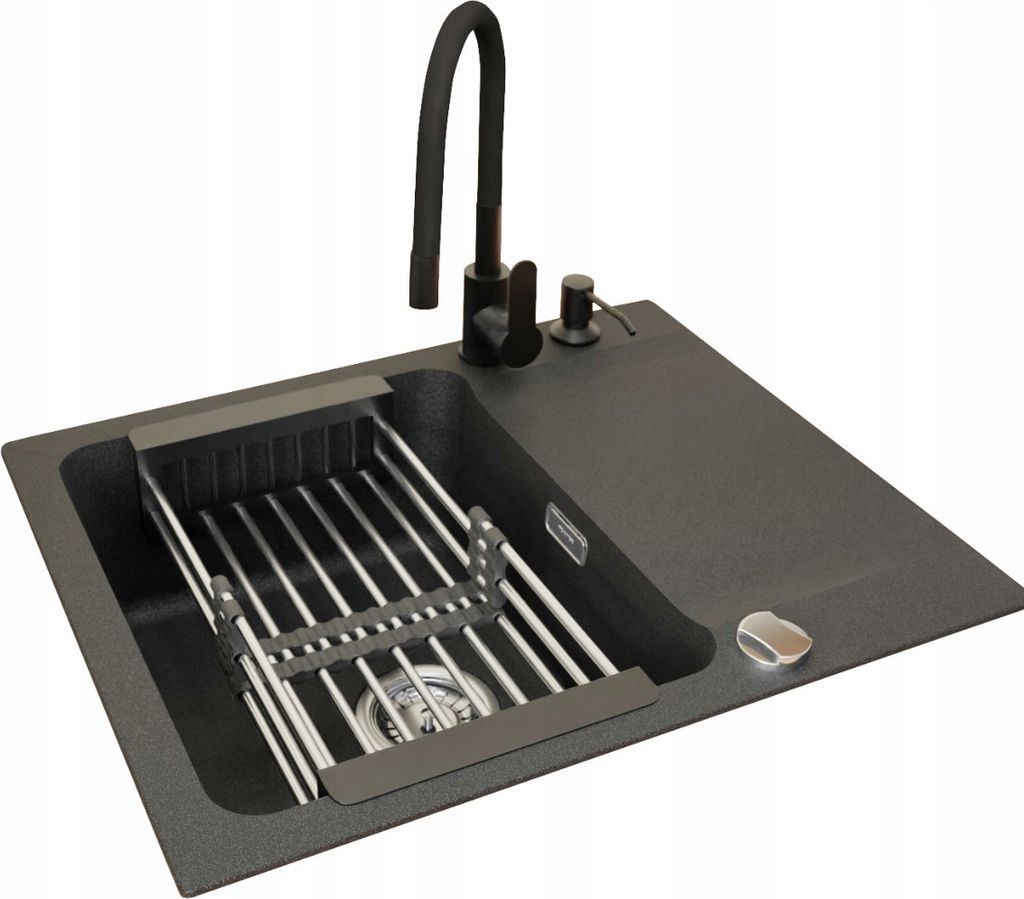 Franke Orion Oid 611-62 Schwarz Onyx Quarz Waschbecken Grado Wasserhahn
