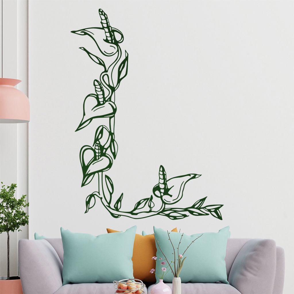 Blumen - Ranken Wandtattoo in 6 Größen - Wandaufkleber Wall Sticker - Dekoration, Küche, Wohnzimmer, Schlafzimmer, Badezimmer