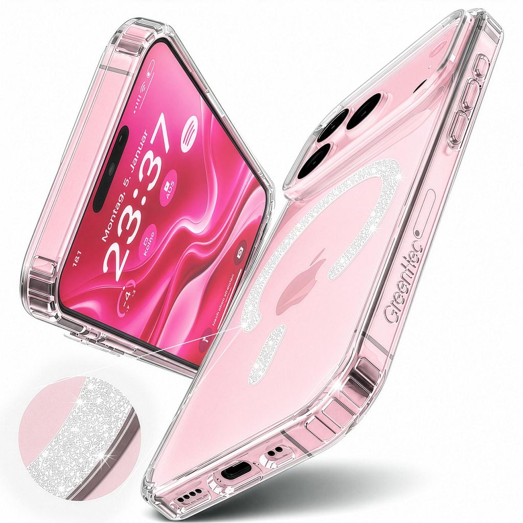 Hülle iPhone 17 Pro Max Glitzer Case MagSafe, Transparent, Produktbild 