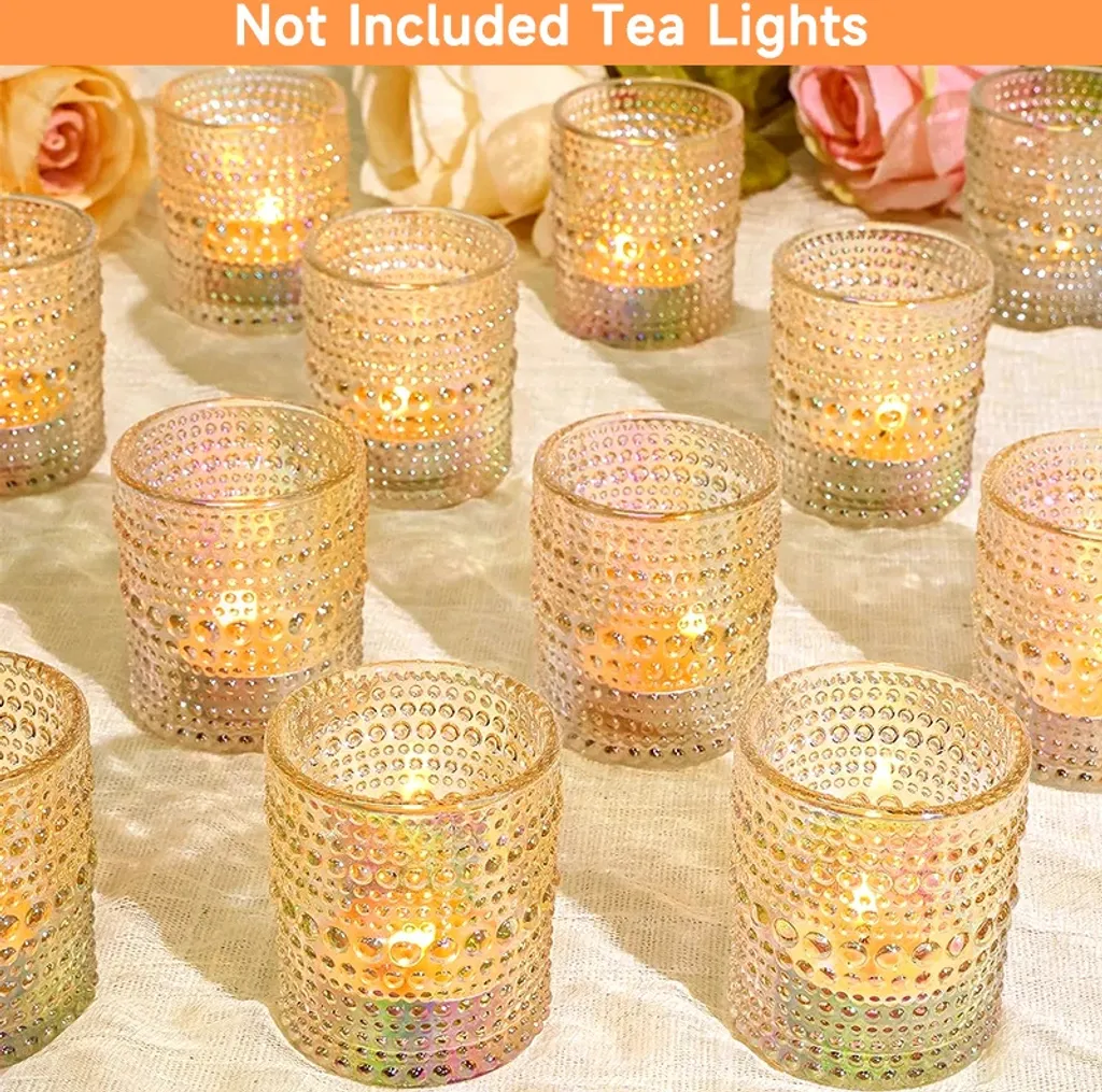 Décoration table mariage : lot 24 porte-bougies en verre relief chic