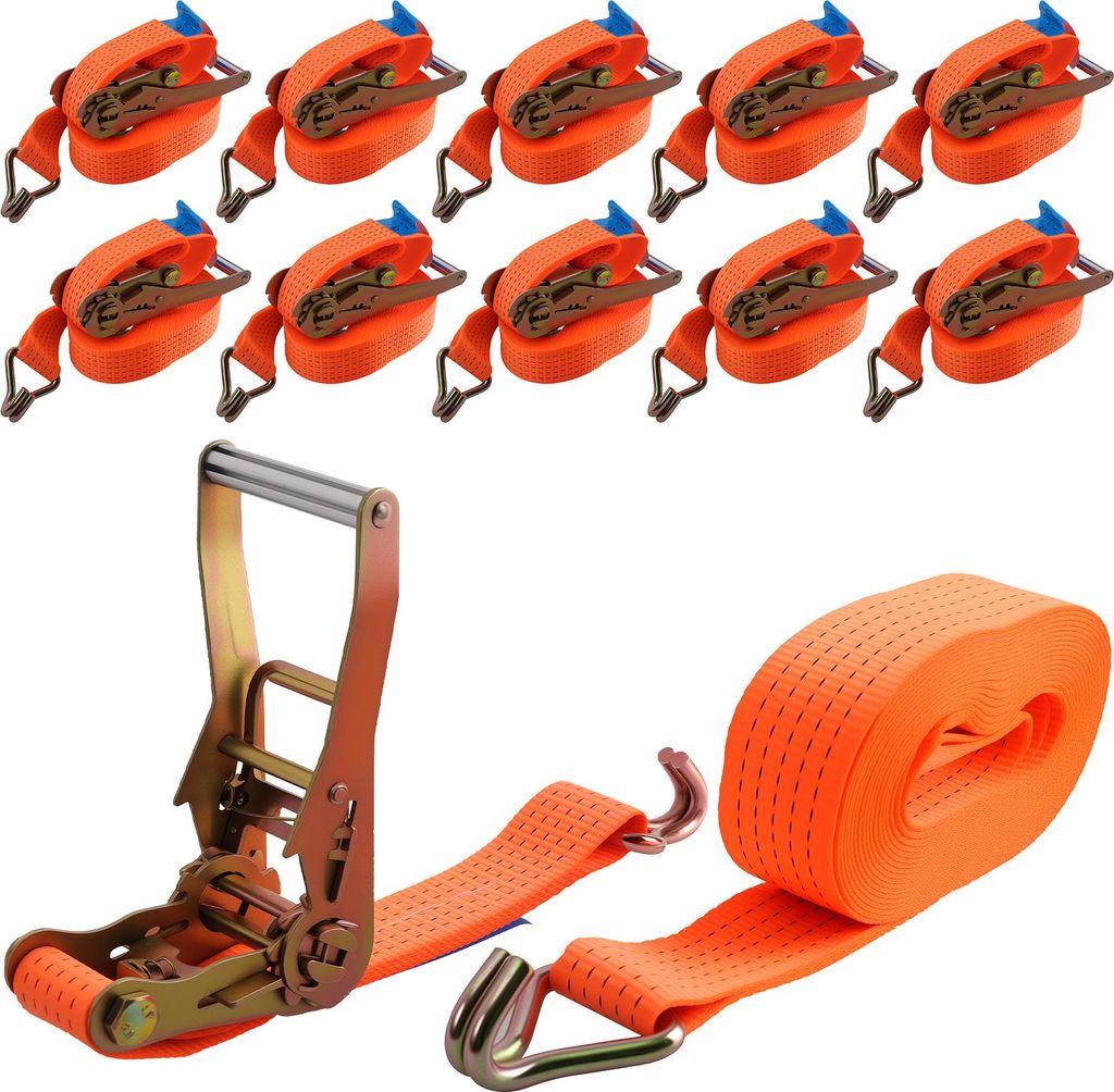 10 x sangles d'arrimage 8m 5t ( 2500 / 5000 daN, KG ) en Image du produit 