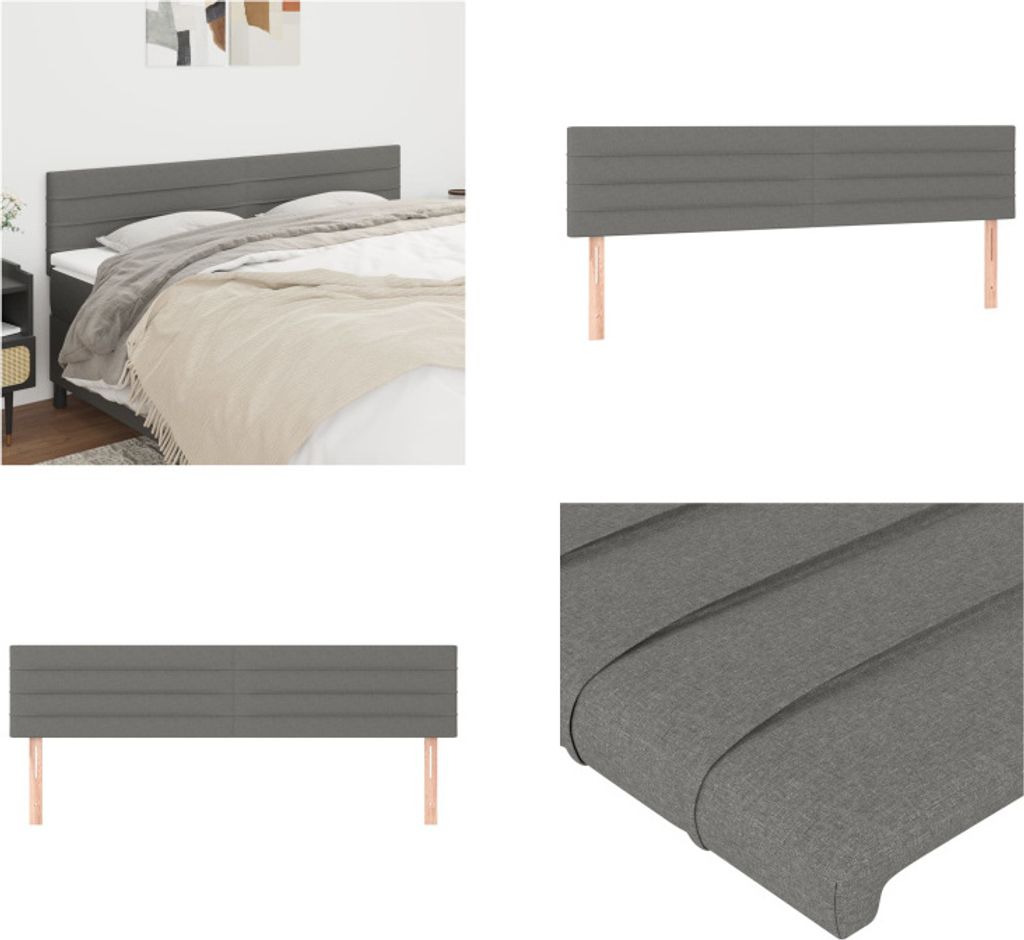 vidaXL Kopfteile 2 Stk. Dunkelgrau 90x5x78/88 cm Stoff - Kopfteil - Kopfteile - Bett-Kopfteil - Bettkopfteil