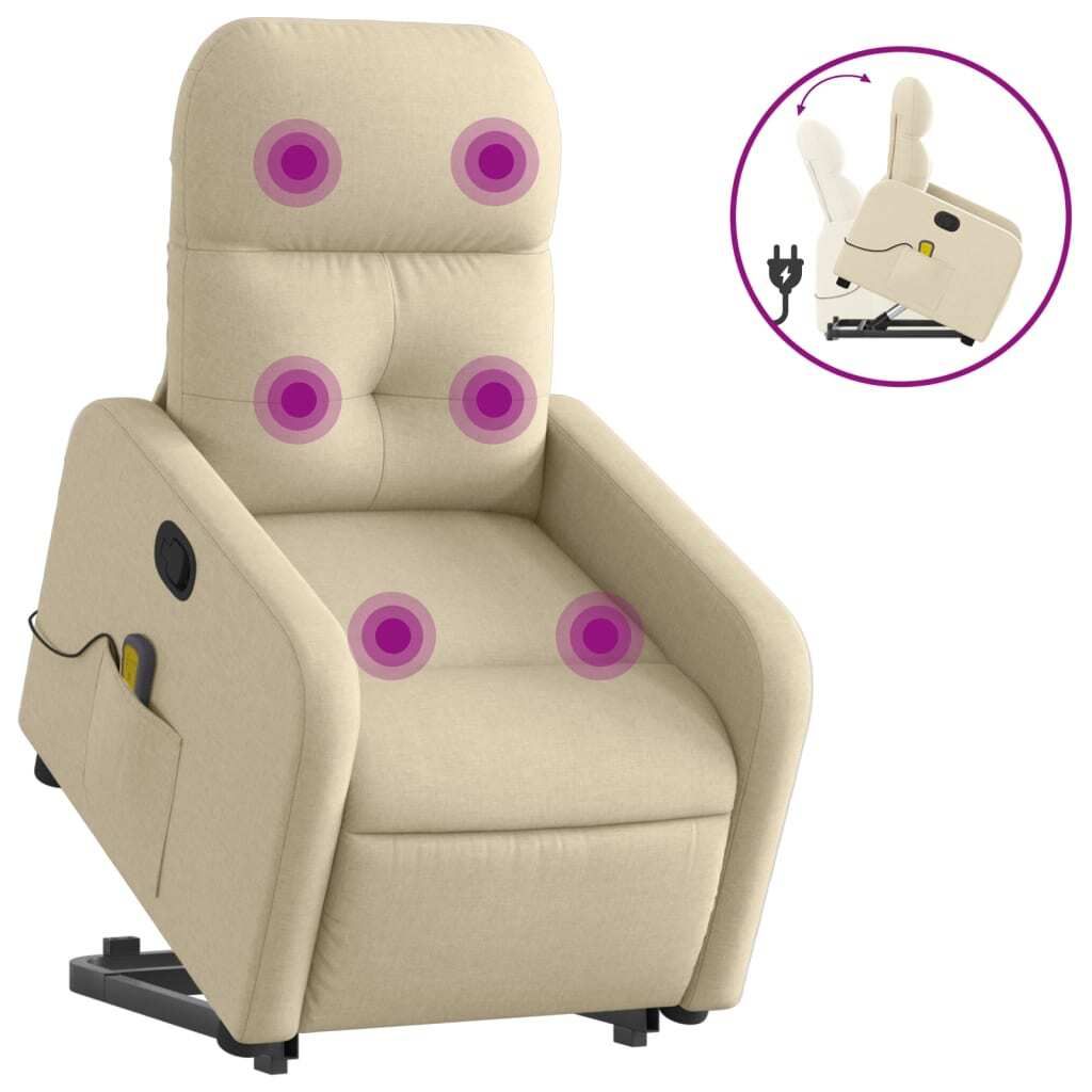 "im Sonderangebot"Massagesessel - TV-Sessel - Einzelsofa elegantes Design - mit Aufstehhilfe Creme Stoff - 66x89x96cm - Couchsessel DEMöbel798753