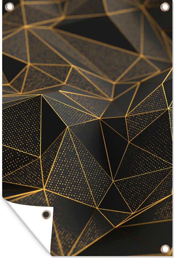 MuchoWow 80x120 cm Outdoor-Poster Gartendeko Sichtschutz Garten Poster für den Garten Abstrakt - Gold - 3D - Luxus - Kunst