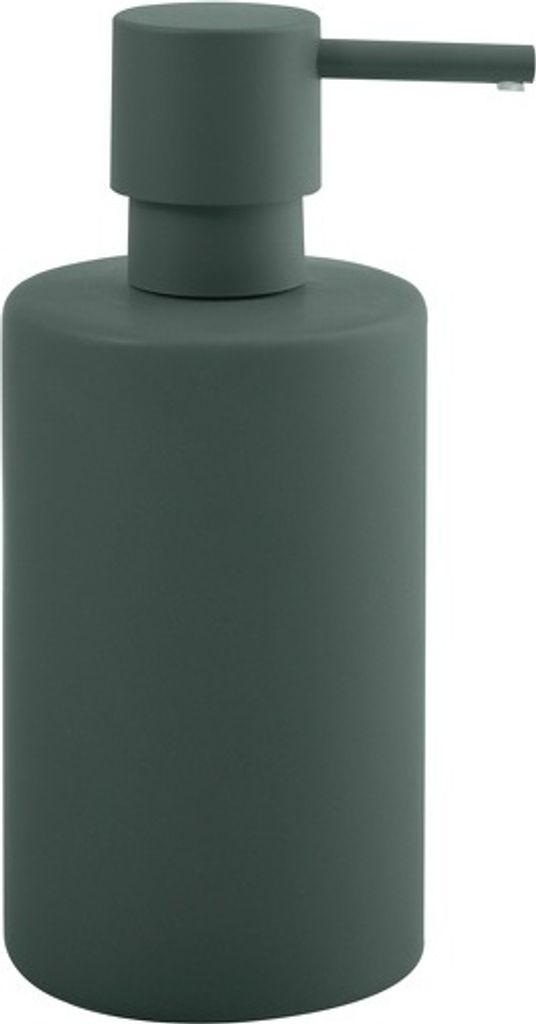 Spirella Seifenspender "Tube" | mit Edelstahlpumpe | Flüssigseifen-Spender | Porzellan | 300ml | Langliebig und Robust | matt Dunkelgrün