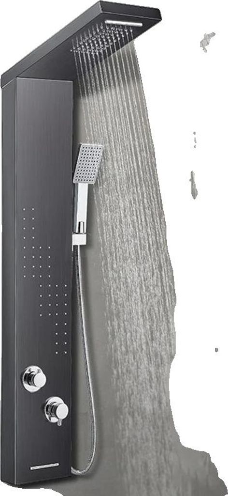 Duschpaneel, Regenfall-Erlebnis, Dreifachbedienung, Schwarz 8012