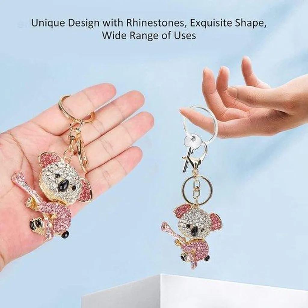Porte-clés rose cadeau idéal pour femme en métal et cristaux strass