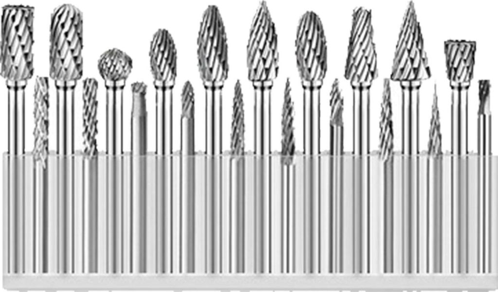 20-teiliges Set aus Rotationsfeilen, Fräsern und Schleifaufsätzen aus Hartmetall zum Anfasen und Gravieren