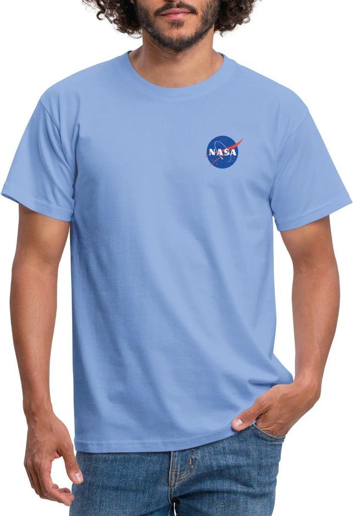 Spreadshirt NASA Klassisches Logo Als Brustlogo Männer T-Shirt, M, Carolina Blue