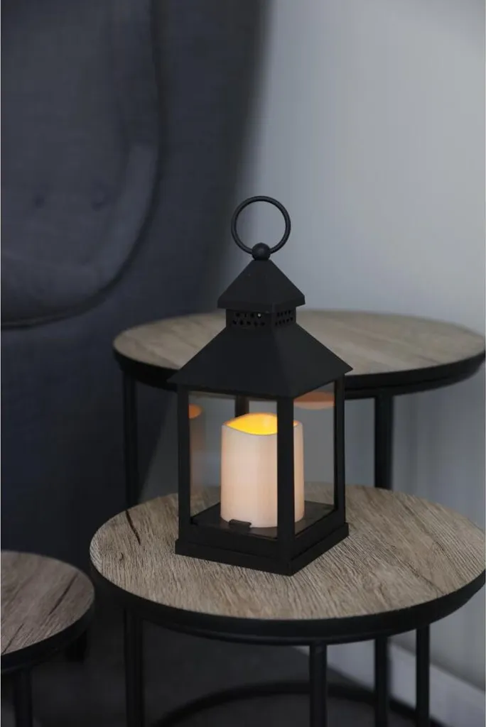 Lanterne Bougie Métal Noir - Lumière du Vent et Éclairage Déco x12