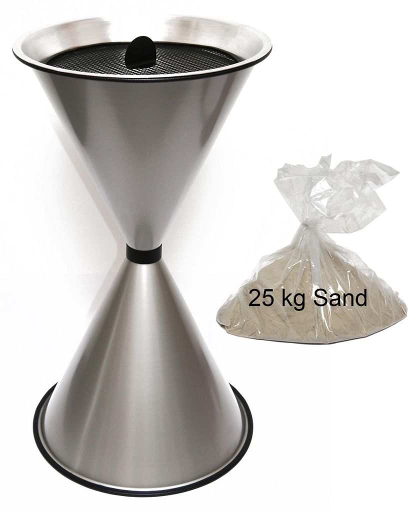Stand Aschenbecher Diabolo 71x40cm silber inkl. 25kg Quarzsand SZAGATO Aschenbecher groß Stand-Aschenbecher außen Aschenbecher stehend draußen