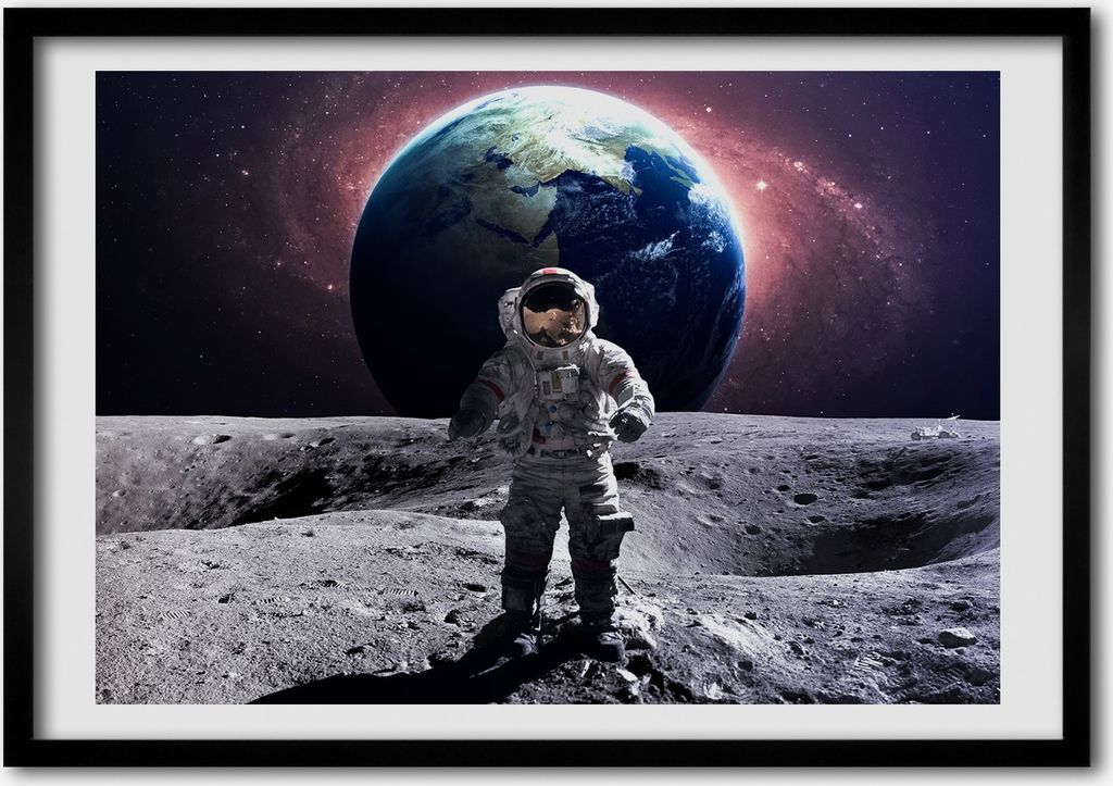 Bild - Bilder - Bilderrahmen - 70 cm x 50 cm - MDF-Rahmen, Wandkunst Astronaut