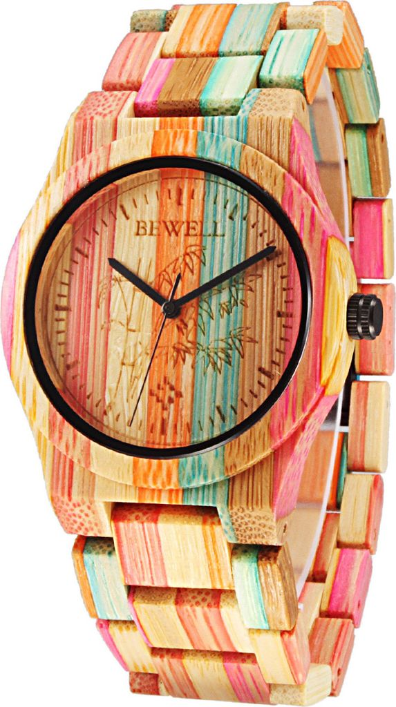 Alienwork Armbanduhr Damen Mehrfarbig Holz-Armband Produktbild 