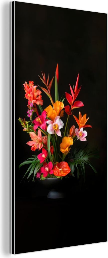 MuchoWow Wanddekoration Metall Metallbild Wandkunst 20x40 cm Blumenstrauß - Blumen - Exotisch MuchoWow Aluminium Gemälde - Aluminium Gemäldes