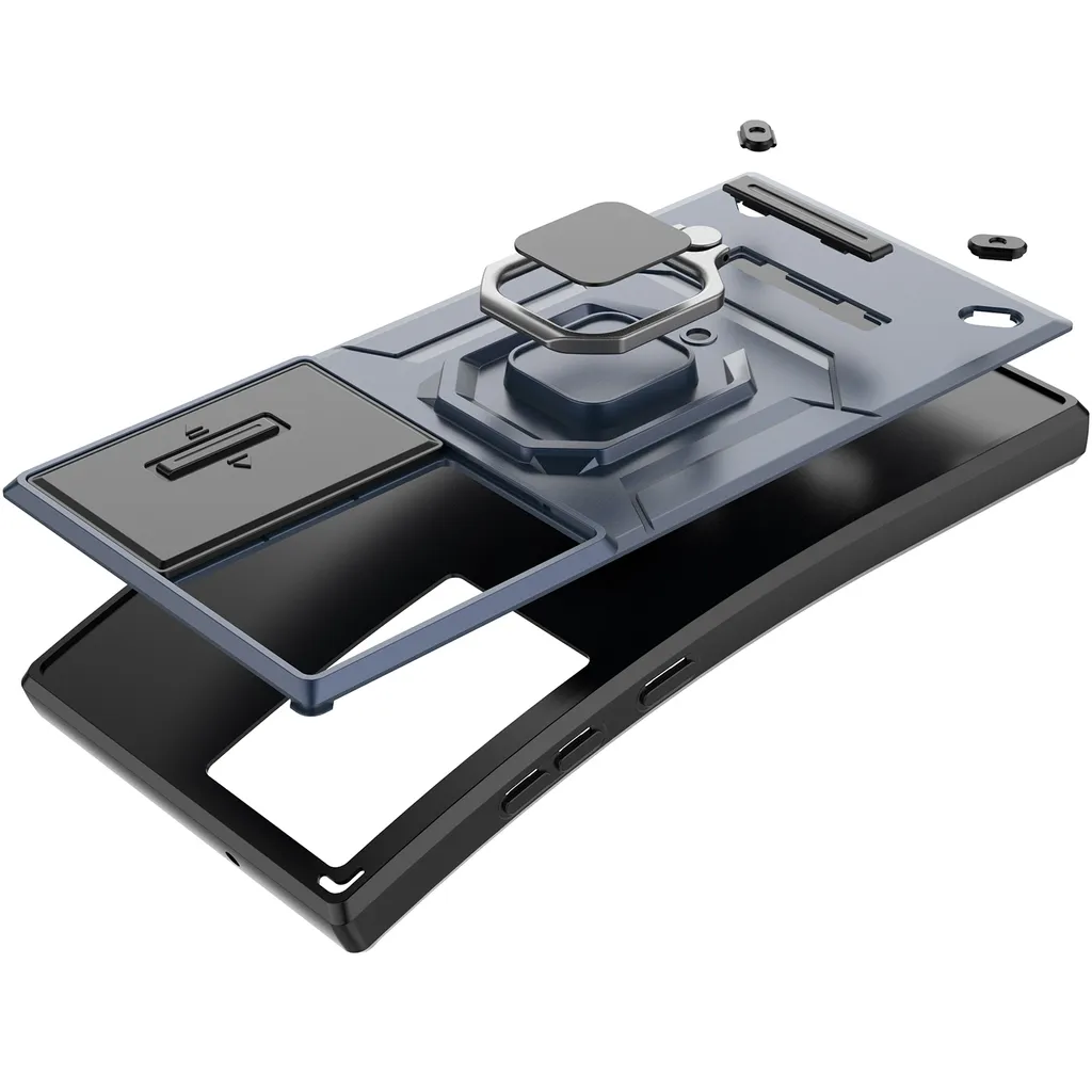 Cover S23 Ultra Nera Blindata - Protezione Totale con Supporto Anello - 5