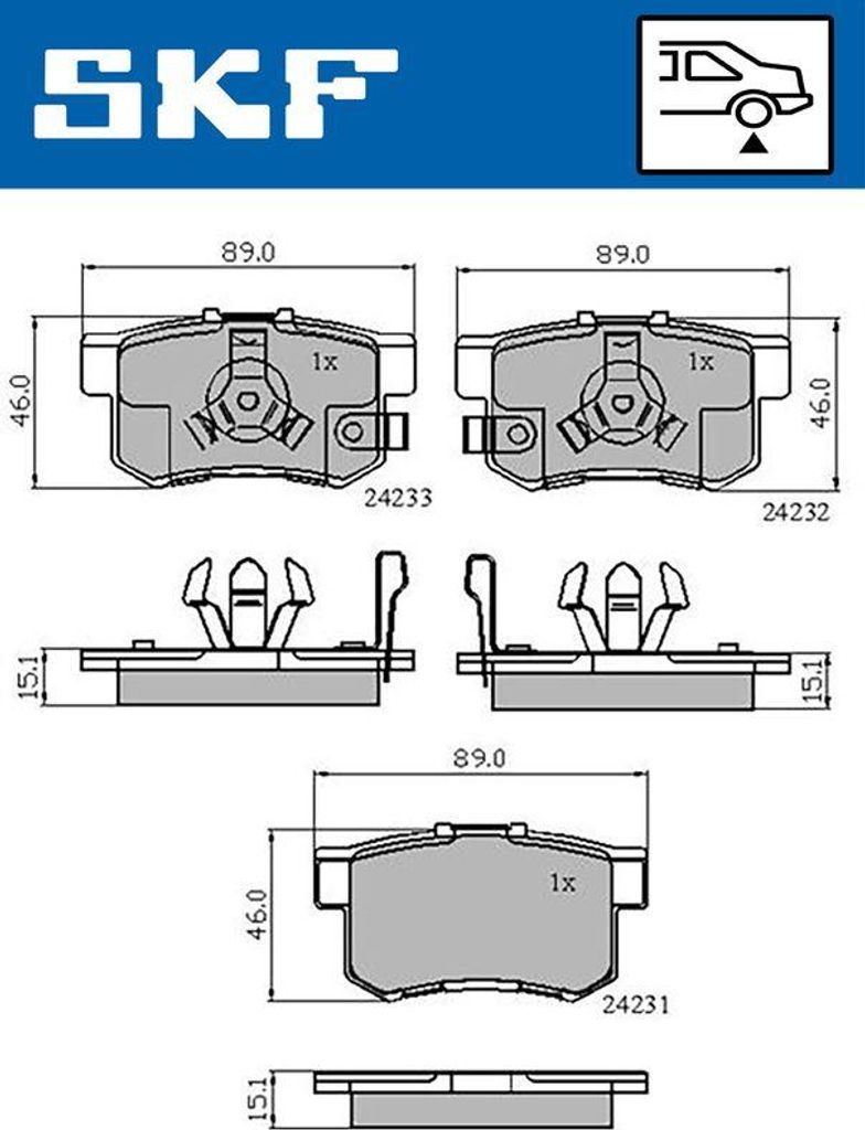 SKF VKBP 90397 A Bremsbelagsatz, Scheibenbremse OE 43022SXS000 kompatibel mit Accord, CR-V