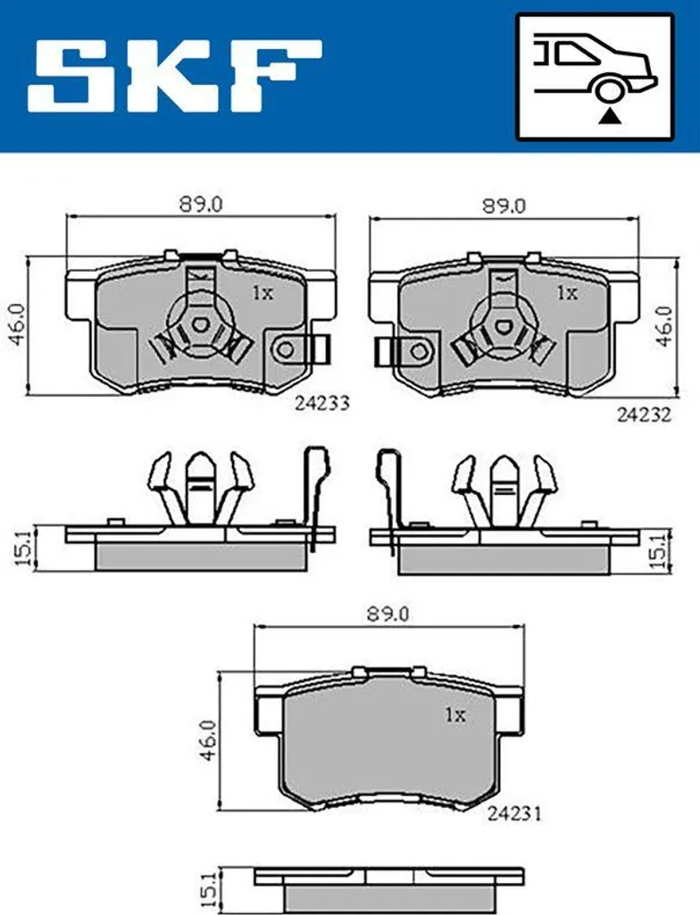 SKF VKBP 90397 A Plaquettes de Frein à Disque pour Accord et CR-V