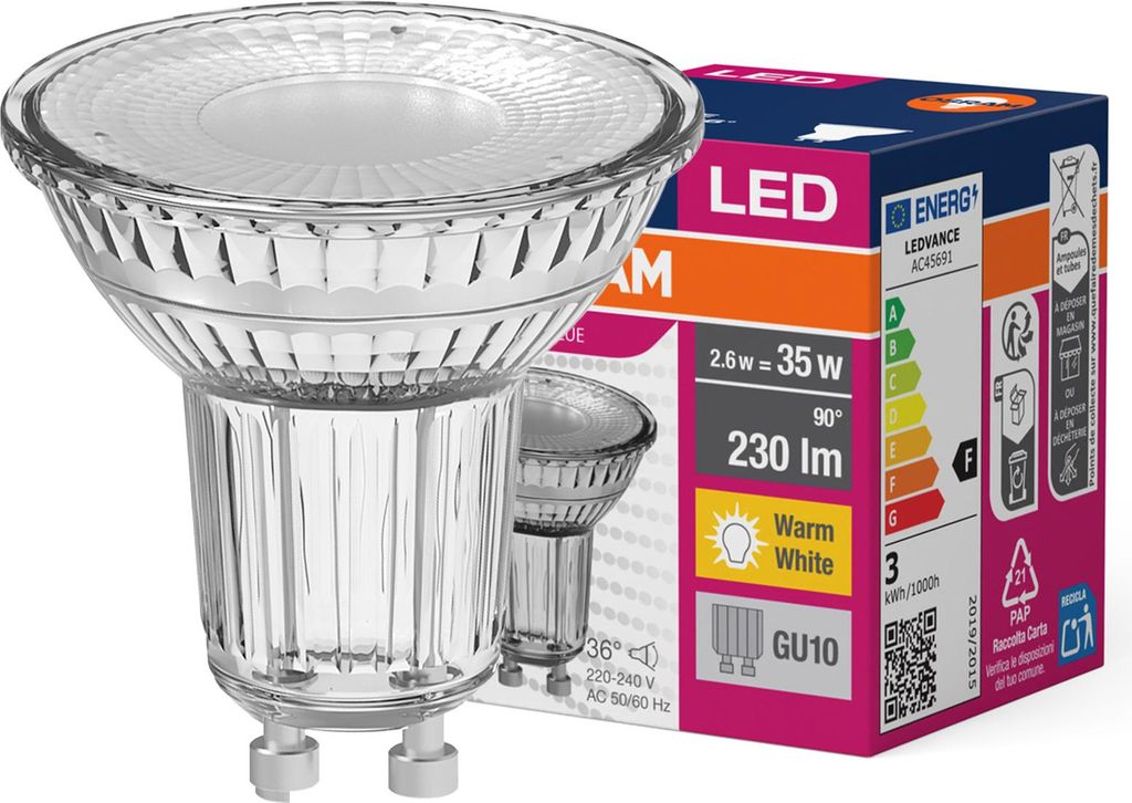 Żarówka LED PAR16 Reflektor GU10 2.6W = 35W 230lm 2700K Zdjęcie produktu 