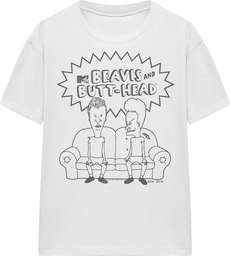 Beavis & Butthead - "Couch" T-Shirt für Herren/Damen Uni TV15479 (S) (Weiß)