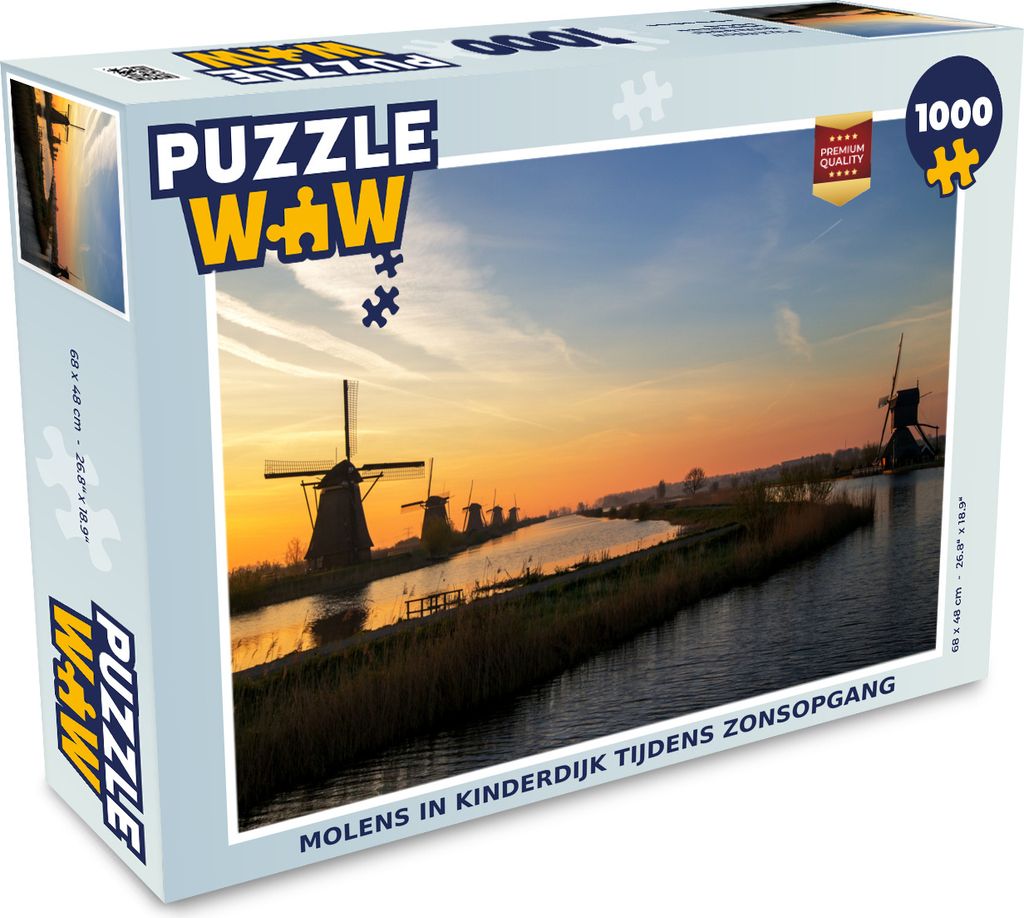 MuchoWow Puzzle 1000 Teile Windmühlen in Kinderdijk bei Sonnenaufgang - Erwachsene - Rätsel