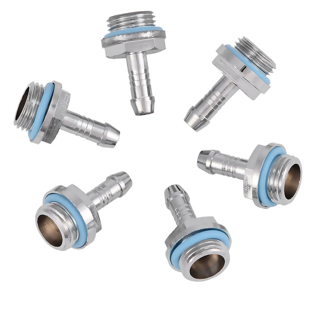 6 PCS PC-Wasserkühlung TwoTouch Fitting G1/4 Thread Barb Connector für Rohr 7,5 mm