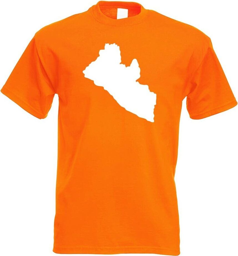 Kiwistar - T-Shirt - orange - Liberia Umriss Kontur Herren Funshirt Bedruckt Design Sprüche Spruch Motive - mit Motiv Bedruckt - Funshirt Design -...