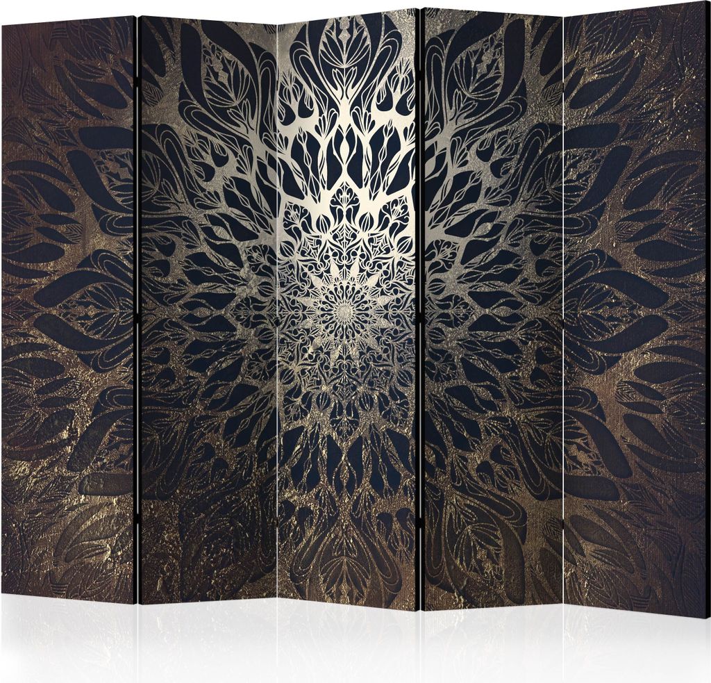 5-teiliger Doppelseitiger Vlies Paravent - Spider Web (Brown) II 225x172 cm Orient f-A-0659-z-c